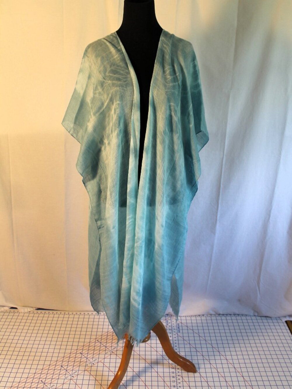 NWT CBOCS Aqua Tie-Dye Open Kimono Layer Beach Coverup One Size